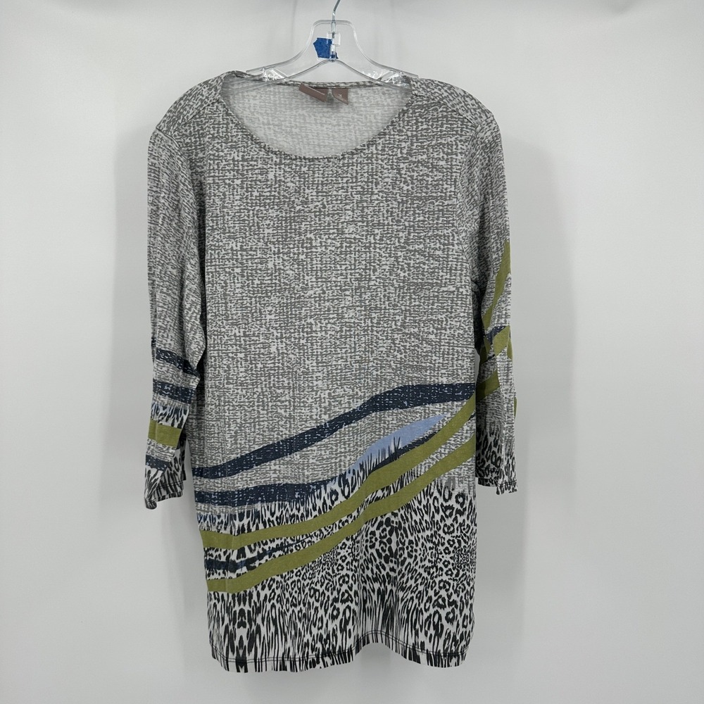 Chicos Womens Animal Print Tunic Size 3 US‎ XL  Modest Modern Office Bold